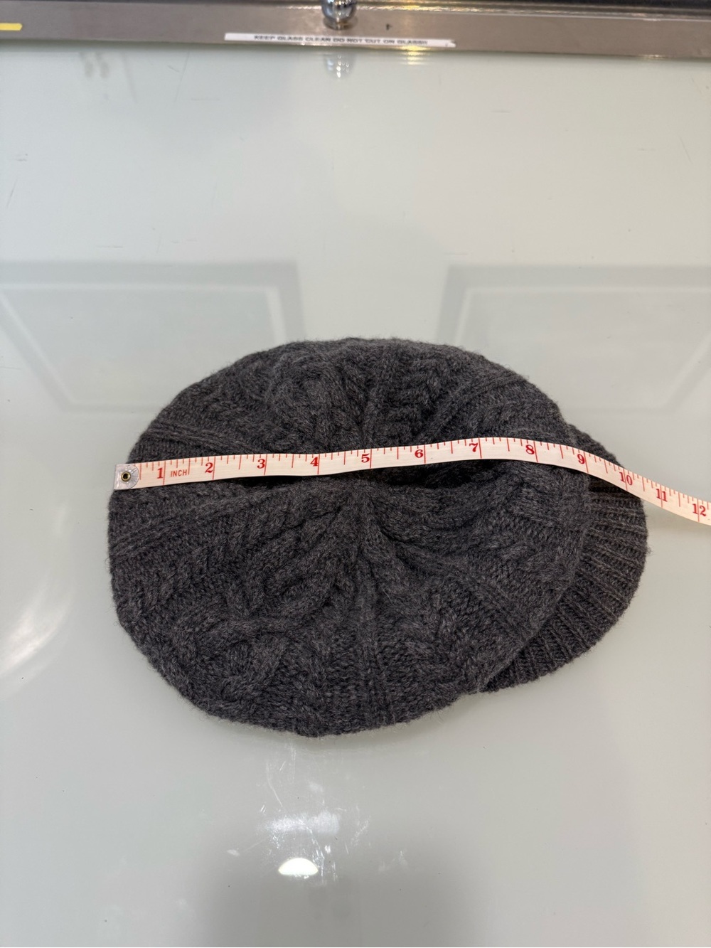 Lauren Ralph Lauren 100% Wool Cable Knit Visor Beanie Newsboy Cap Dark Grey - Picture 8 of 10